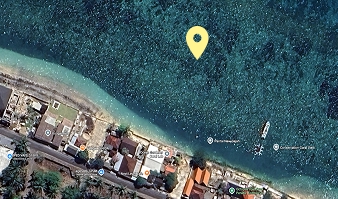 Map showing coral restoration site in Nusa Penida, Bali