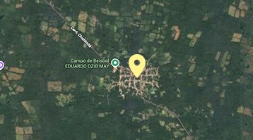 Map showing reforestation site in Xocen, Yucatan, Mexico